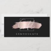 シックなブラシストロークバラ金ゴールドブラックギフト証明書 (正面)
