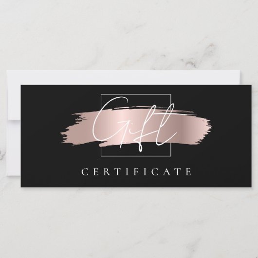 シックなブラシストロークバラ金ゴールドブラックギフト証明書 (正面)