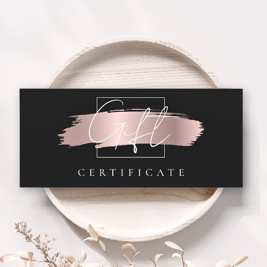 シックなブラシストロークバラ金ゴールドブラックギフト証明書