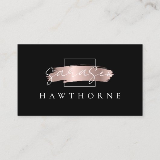 シックなブラシストロークフェイクバラ金ゴールドとブラックエレガント 名刺 (正面)