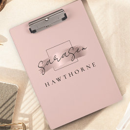 シックなブラシストロークフェイクバラ金ゴールドモノグラエレガントム クリップボード