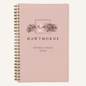 シックなブラシストロークフェイクバラ金ゴールドモノグラエレガントム ノートブック (正面)