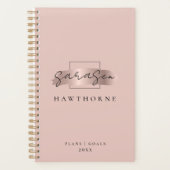 シックなブラシストロークフェイクバラ金ゴールドモノグラエレガントム プランナー手帳 (正面)