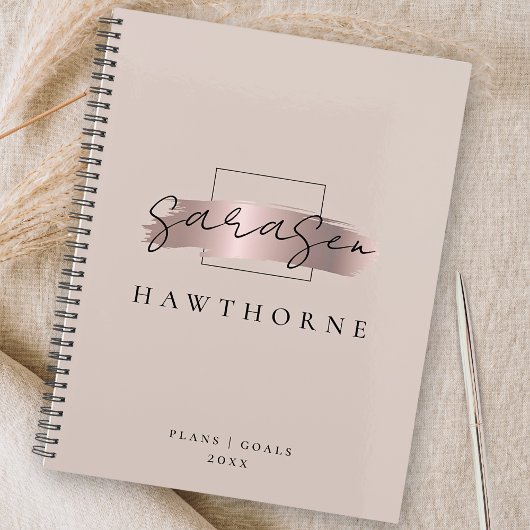 シックなブラシストロークフェイクバラ金ゴールドモノグラエレガントム プランナー手帳