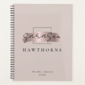 シックなブラシストロークフェイクバラ金ゴールドモノグラエレガントム プランナー手帳 (正面)