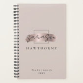 シックなブラシストロークフェイクバラ金ゴールドモノグラエレガントム プランナー手帳 (正面)