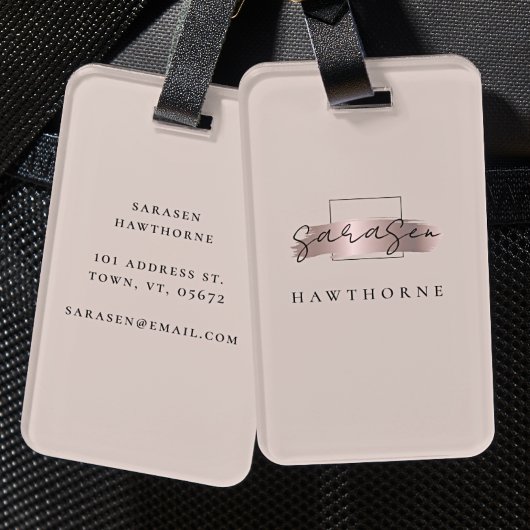 シックなブラシストロークフェイクバラ金ゴールドモノグラエレガントム ラゲッジタグ