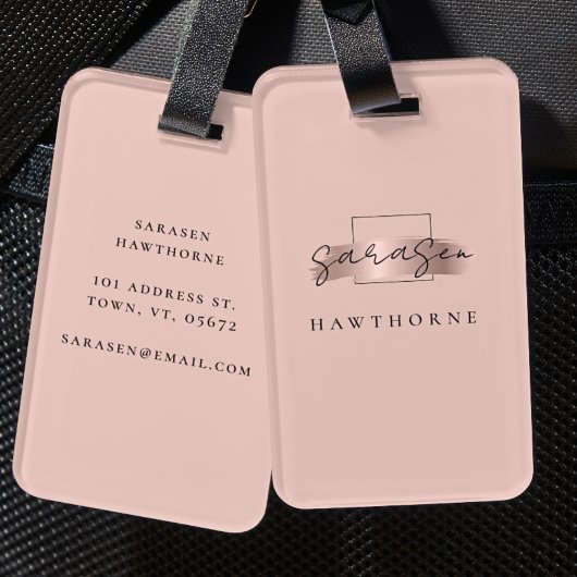 シックなブラシストロークフェイクバラ金ゴールドモノグラエレガントム ラゲッジタグ