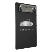 シックなブラシストロークブラックシルバーフェイクモノグラム ミニクリップボード (アングル)