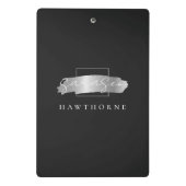 シックなブラシストロークブラックシルバーフェイクモノグラム ミニクリップボード (裏面)