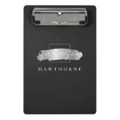 シックなブラシストロークブラックシルバーフェイクモノグラム ミニクリップボード (正面)