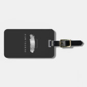 シックなブラシストロークブラックシルバーフェイクモノグラム ラゲッジタグ (正面横)