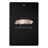 シックなブラシストロークブラックフェイクバラ金ゴールドモノグラム ミニクリップボード (裏面)