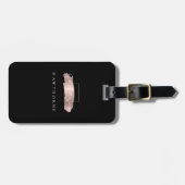 シックなブラシストロークブラックフェイクバラ金ゴールドモノグラム ラゲッジタグ (正面横)