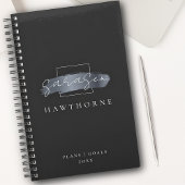 シックなブラシストローク黒フェイク銀灰色モノグラム プランナー手帳