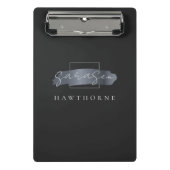 シックなブラシストローク黒フェイク銀灰色モノグラム ミニクリップボード (正面)