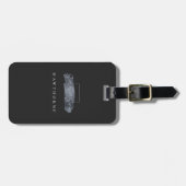 シックなブラシストローク黒フェイク銀灰色モノグラム ラゲッジタグ (正面横)