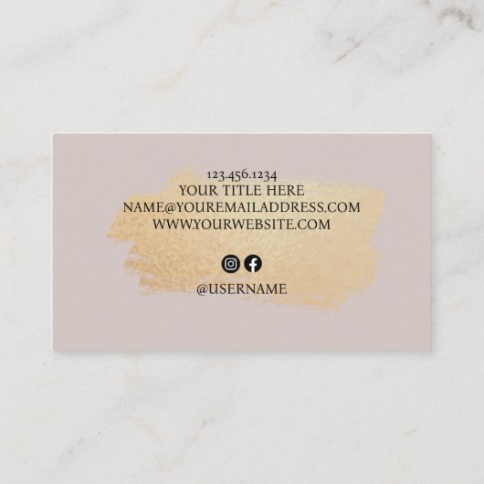 シックなブラシストローク – フェイクバラ金ゴールドオン中性バラ 名刺 (裏面)