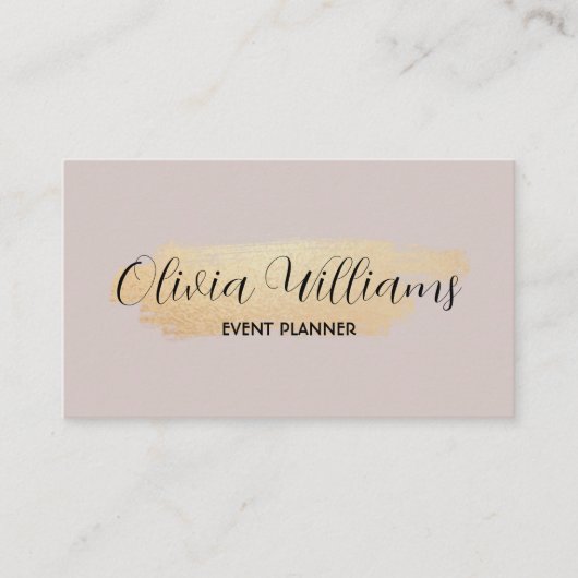 シックなブラシストローク – フェイクバラ金ゴールドオン中性バラ 名刺 (正面)