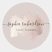 シックなブラシストローク |中性フェイクバラのバラ金ゴールド ラウンドシール (正面)