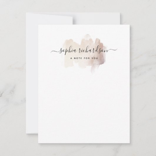 シックなブラシストローク |白フェイクのバラ金ゴールド ノートカード (正面)