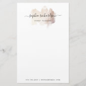 シックなブラシストローク |白フェイクのバラ金ゴールド 便箋 (正面)