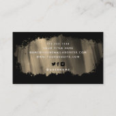 シックなブラシストローク |黒フェイクの金ゴールド 名刺 (裏面)