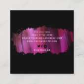 シックなブラシストローク |黒フェイク色のピンク スクエア名刺 (裏面)