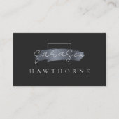 シックなブラシフェイクストロークダークシルバーエレガントブラック 名刺 (正面)