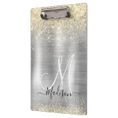 シックなブラシ仕上げメタルシルバー金ゴールドフェイクグリッター クリップボード (左)
