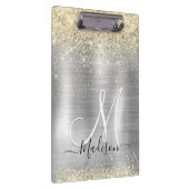 シックなブラシ仕上げメタルシルバー金ゴールドフェイクグリッター クリップボード (右)