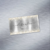 シックなブラシ仕上げメタルシルバー金ゴールドフェイクグリッター マグネット名刺 (インサイチュ)