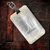 シックなブラシ仕上げメタルシルバー金ゴールドフェイクグリッター ラゲッジタグ