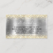 シックなブラシ仕上げメタルシルバー金ゴールドフェイクグリッター 名刺 (裏面)