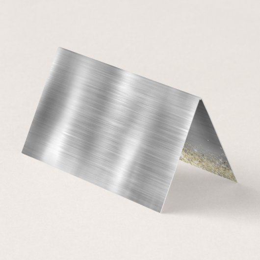 シックなブラシ仕上げメタルシルバー金ゴールドフェイクグリッター 名刺 (裏面)