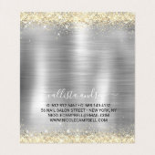 シックなブラシ仕上げメタルシルバー金ゴールドフェイクグリッター 名刺 (内部フラット)