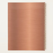 シックなブラシ仕上げ銅金属モノグラムのホワイトスクリプト プランナー手帳 (裏面)