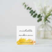 シックなブラシ付きオレンジ色の表現 スクエア名刺 (スタンド正面)