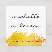 シックなブラシ付きオレンジ色の表現 スクエア名刺 (正面)