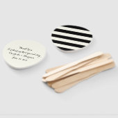 シックなブラックとアイボリーストライプのカスタムの結婚スクリプト ハンドファン (組立なし)