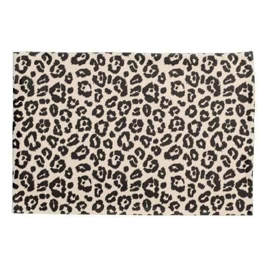 シックなブラックとアイボリーヒョウ柄 枕カバー (裏面)