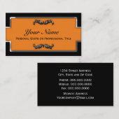 シックなブラックとオレンジのメタリックの名刺 名刺 (正面/裏面)