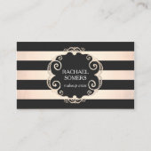 シックなブラックとバラの金ゴールドストライプの美しい – ノシャイン 名刺 (正面)
