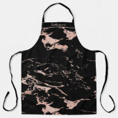 シックなブラックとバラゴールドフォイルマーブル エプロン (正面)