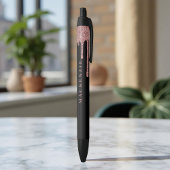 シックなブラックとバラ金ゴールドグリッタードリッズラグジュアリー 黒ボールペン