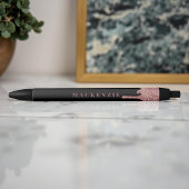 シックなブラックとバラ金ゴールドグリッタードリッズラグジュアリー 黒ボールペン