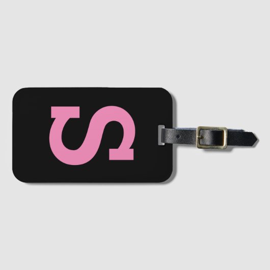 シックなブラックとピンクミニマルのモダンイニシャル ラゲッジタグ (正面横)
