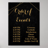 シックなブラックと金ゴールドの幾何学模様の順序 ポスター (正面)