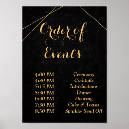 シックなブラックと金ゴールドの幾何学模様の順序 ポスター