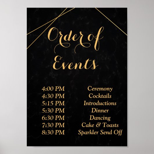 シックなブラックと金ゴールドの幾何学模様の順序 ポスター (正面)